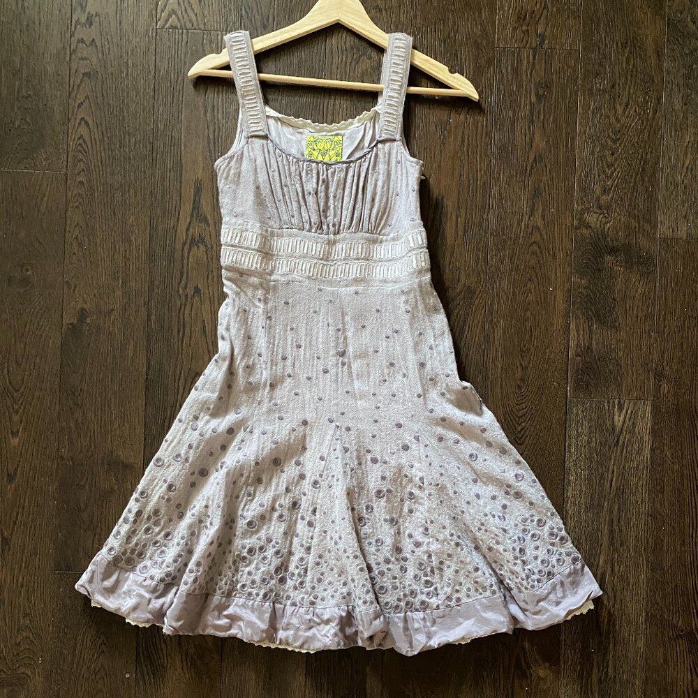 Anthropologie Floreat Embroidered Polka Dot A-Line Dress